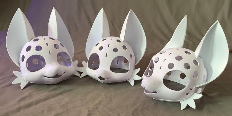 3D Printed Fursuit Head Base — Kemono Skull, Three Muzzle Shapes