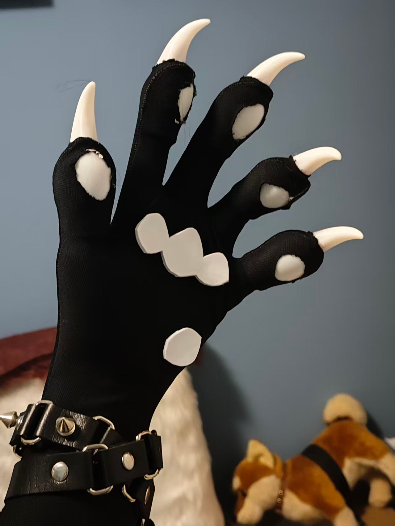 VIGIL — a one-of-one skulldog partial by Fulu Fursuits: bone faceplate, black and white fur