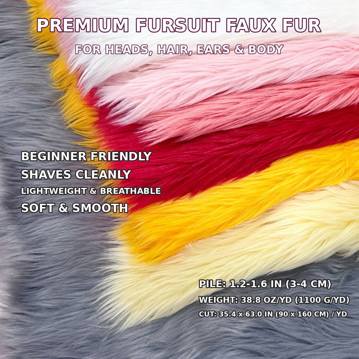 Faux Fur for Fursuit Heads — 16 x 35 in