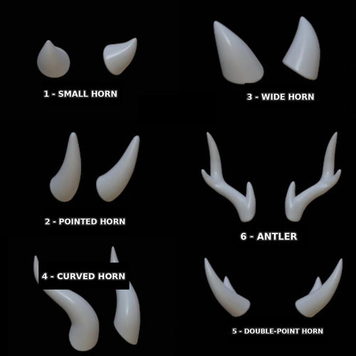 Fursuit Horns — Printed, Six Shapes