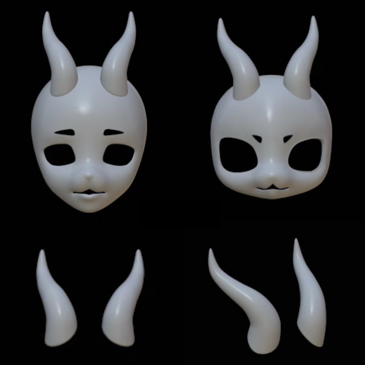 Fursuit Horns — Printed, Six Shapes