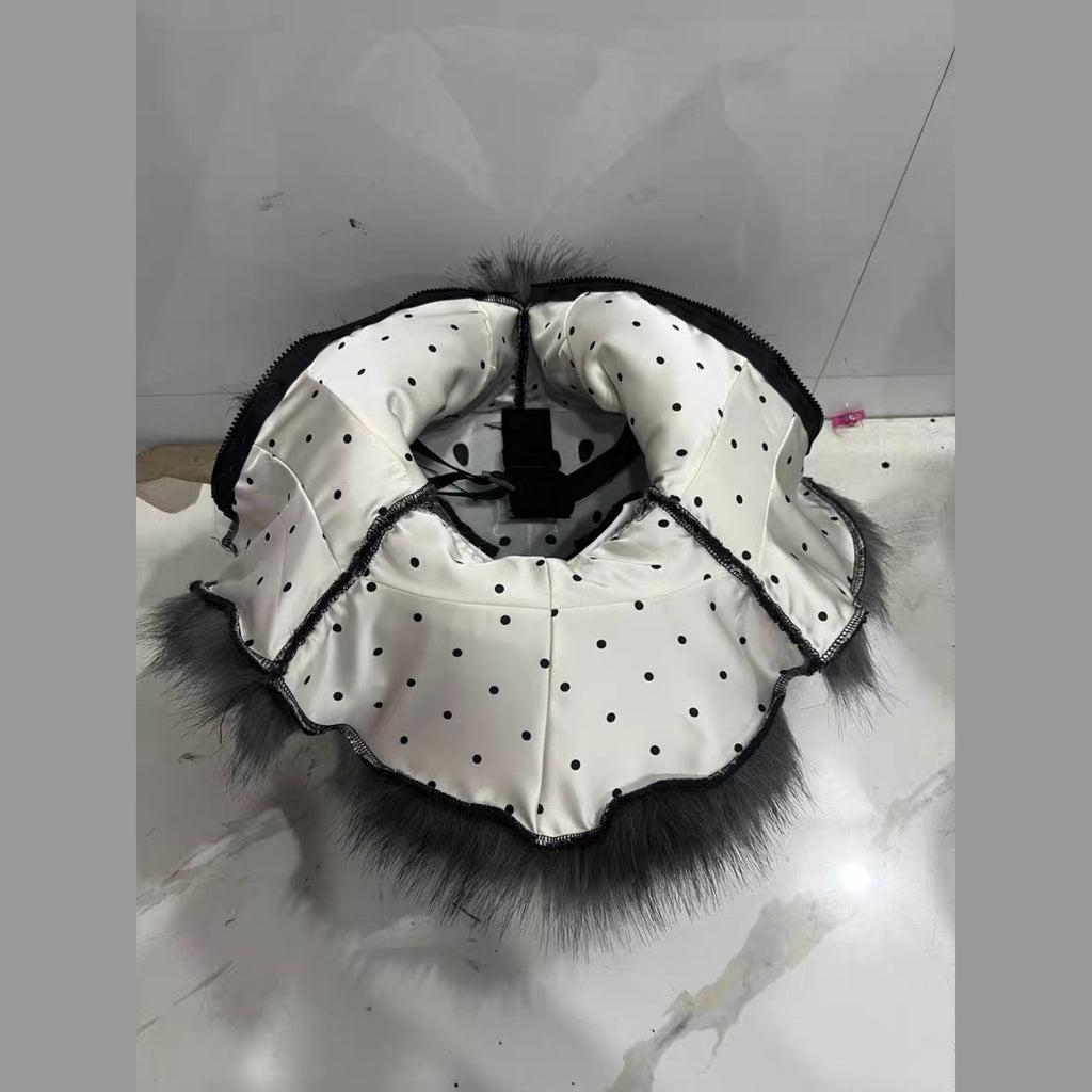 PITCH — a one-of-one realistic wolf partial by Fulu Fursuits: head and handpaws in near-black faux fur with blue eyes