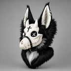 VIGIL skulldog partial, three-quarter view showing the ear cuffs and the depth of the ruff